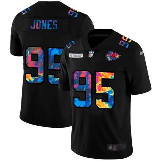 Kansas City Chiefs 95 Chris Jones Men Nike Multi Color Black 2020 NFL Crucial Catch Vapor Untouchable Limited Jersey